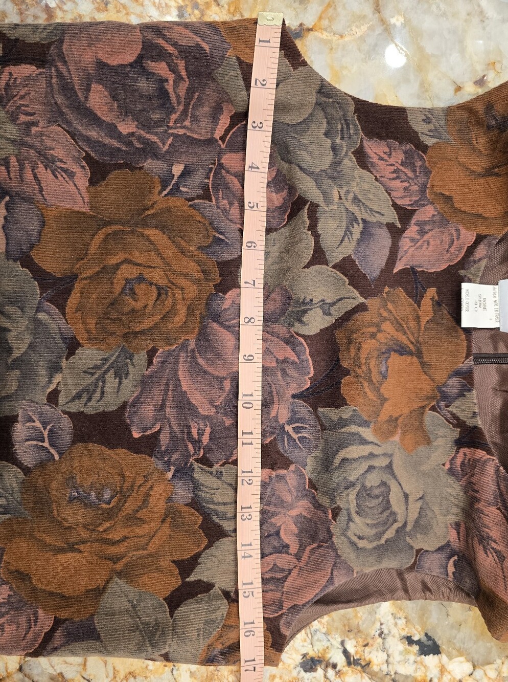 NITSA Vintage corduroy Floral Dress 100% Cotton Brown 40 - Picture 7 of 7